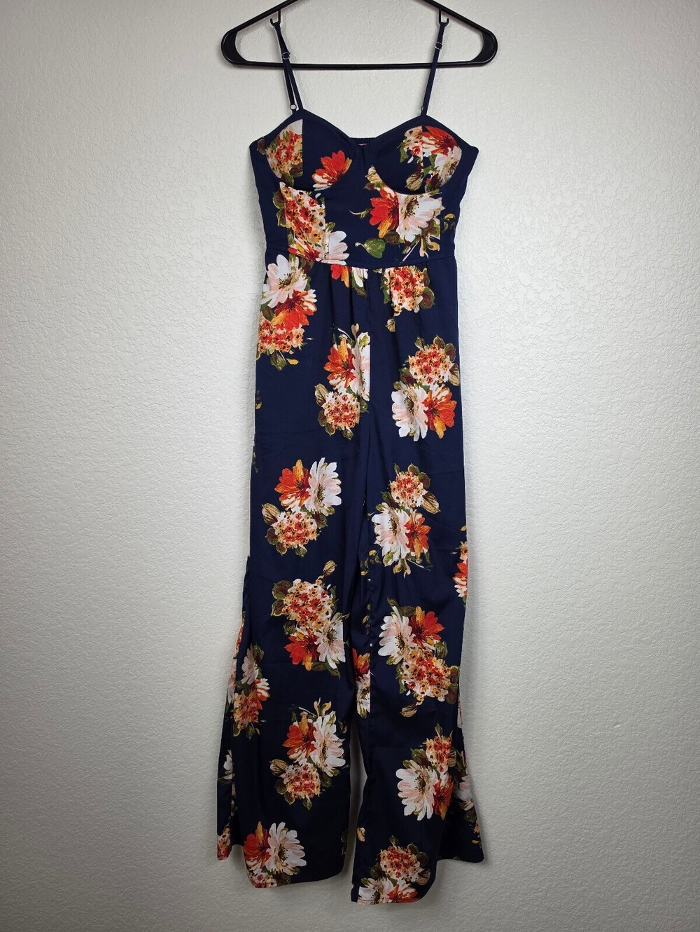 Anthropologie Band of Gypsies Floral Navy Jumpsuit XS